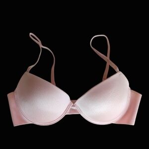NWOT Bebe Underwire Push Up Shiny Sheen Stripe Bra 38C Pink